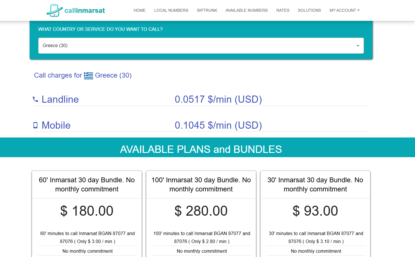 CallInmarsat - Telecom Service Website