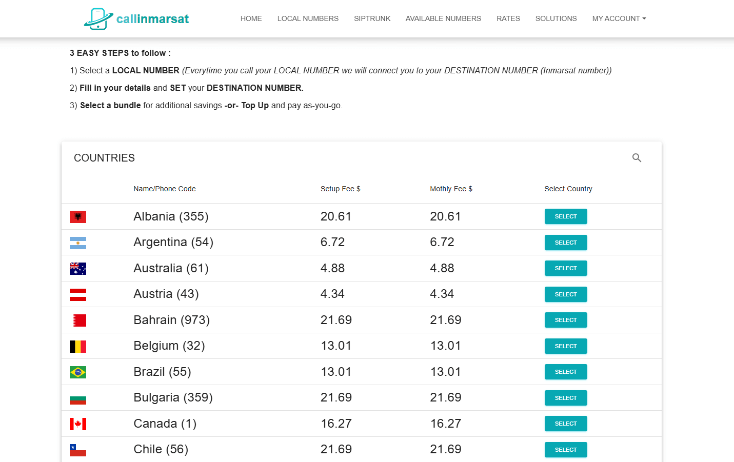 CallInmarsat - Telecom Service Website screenshot 2