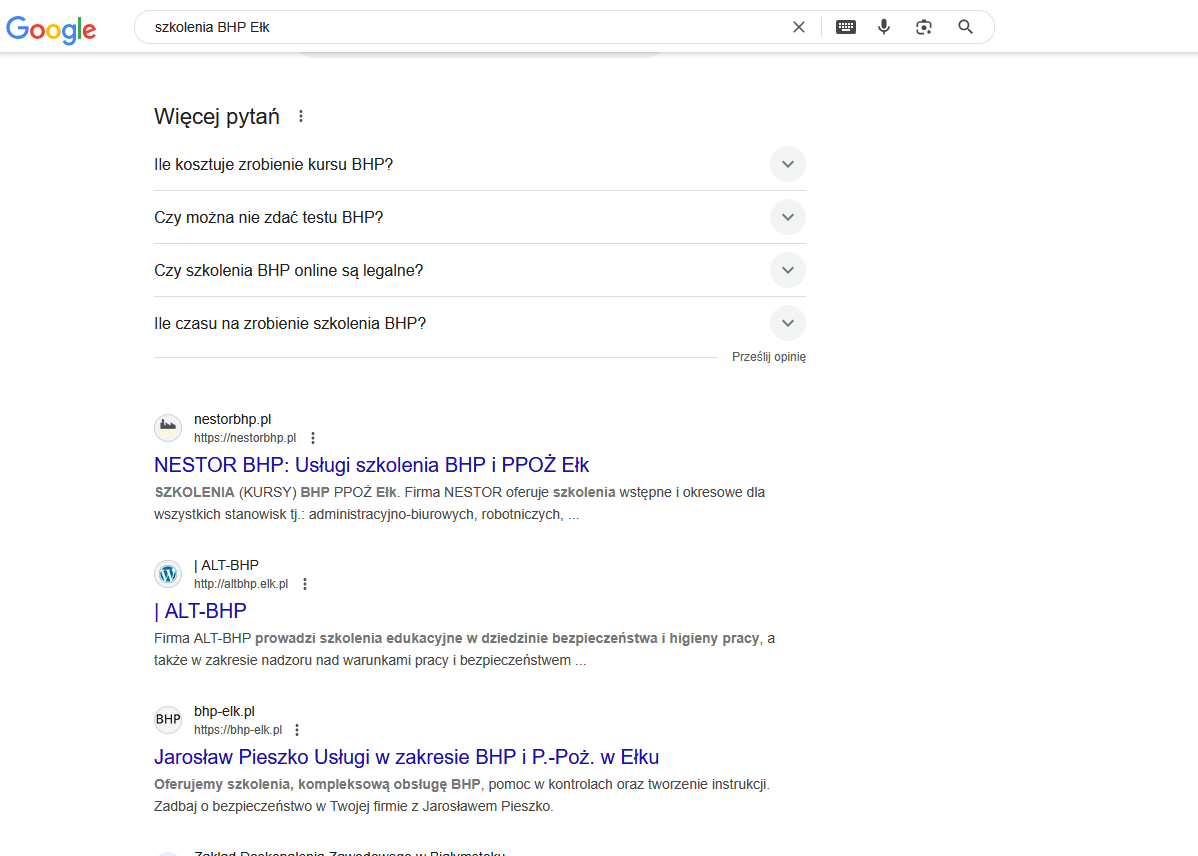 Nestor BHP - Occupational Safety Service Website screenshot 2